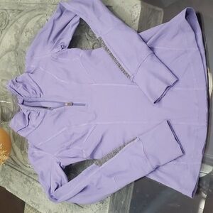 Lululemon Purple / Gray 1/4 Zip Pullover With Ruffle Detail And Pocket